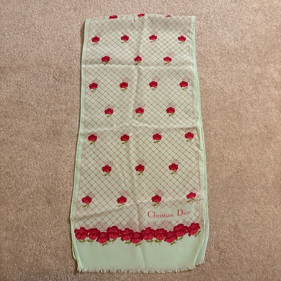 Vintage Christian Dior Floral Silk Scarf - Picture 1 of 5